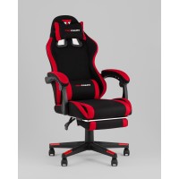 Кресло спортивное TopChairs Prophet с оттоманкой ткань черно-красный