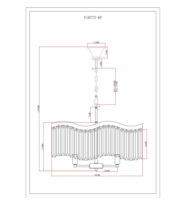 Люстра подвесная Moderli V10772-6P Wave