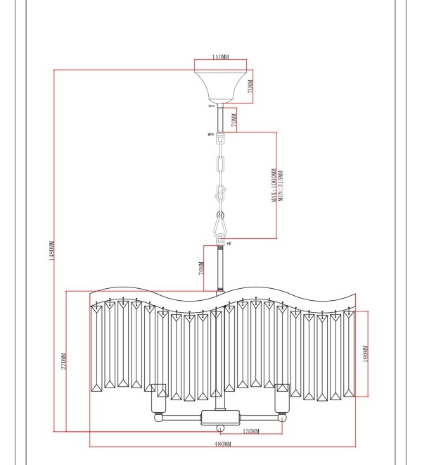 Люстра подвесная Moderli V10772-6P Wave