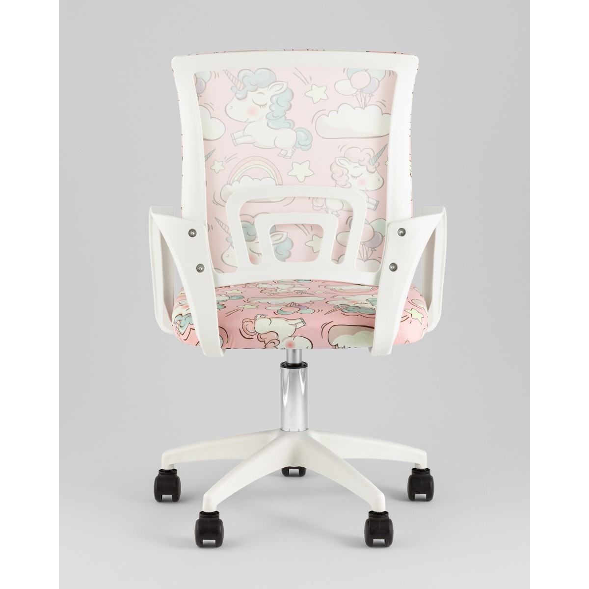 Кресло офисное TopChairs Simple SN Junior принт Unicorns пластик белый