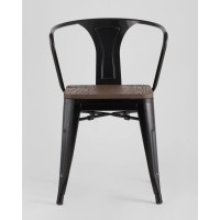 Стул TOLIX ARM WOOD с подлокотниками черный