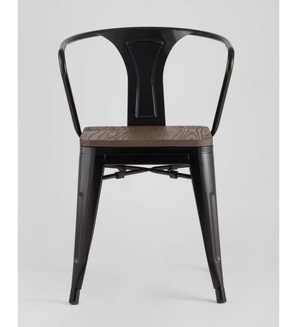 Стул TOLIX ARM WOOD с подлокотниками черный