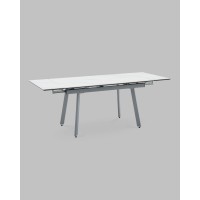 Стол Тайл 140-200/85/75 столешница Snow white подстолье металл серый