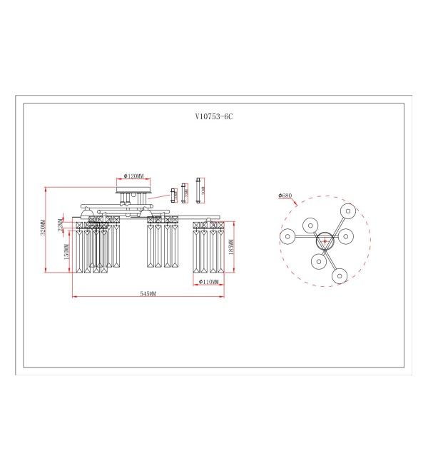 Люстра потолочная Moderli V10753-6C Everly