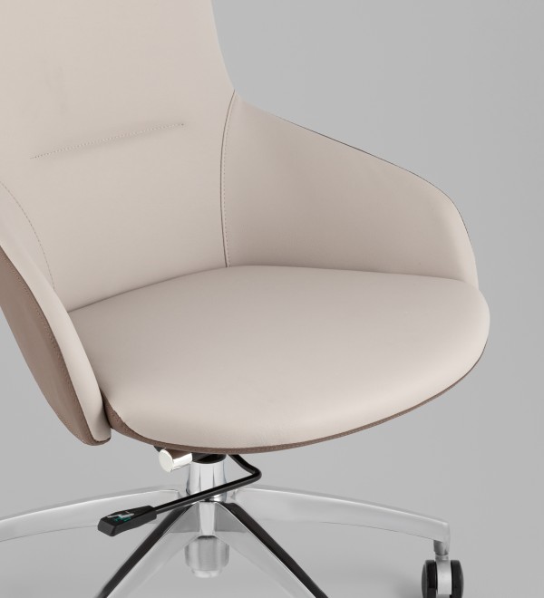 Кресло офисное TopChairs Soulo светло-серый, коричневый
