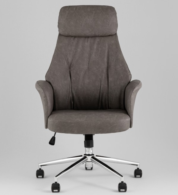 Кресло офисное TopChairs Neoma серый экокожа