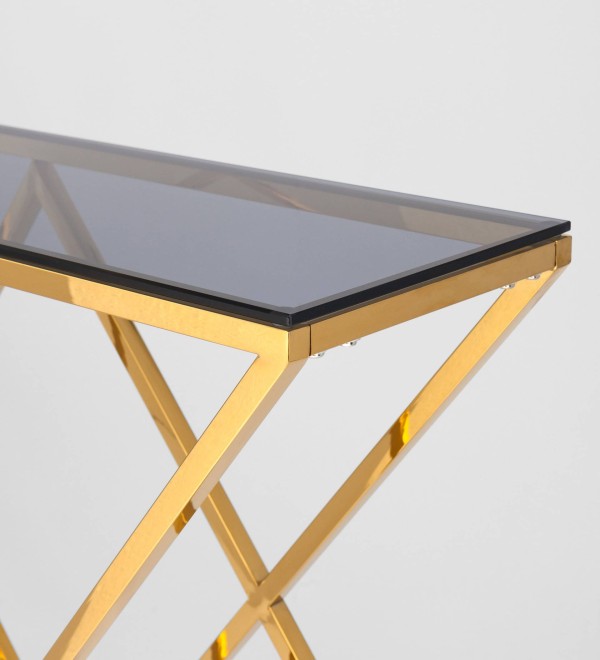 Консоль ИНСИГНИЯ 115*30 золото стекло smoke