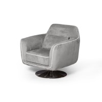 Кресло и пуф Марко, искусственная замша Breeze silver