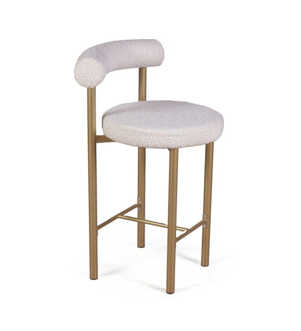 Стул полубарный Бигги, букле Turin ivory / опоры золото