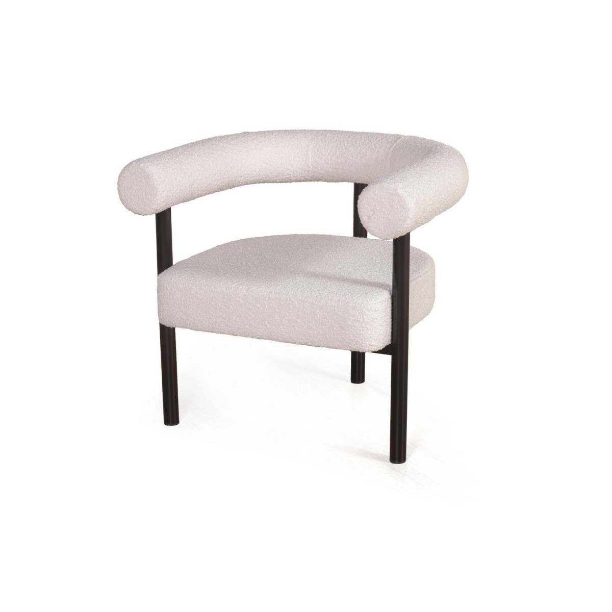 Кресло Бигги, букле Turin ivory / опоры черные