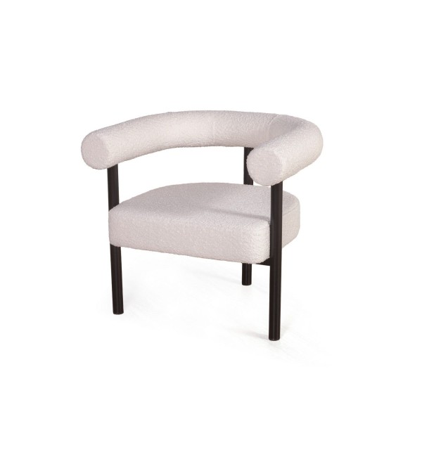 Кресло Бигги, букле Turin ivory / опоры черные