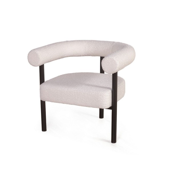 Кресло Бигги, букле Turin ivory / опоры черные