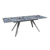Стол раскладной Асти (140+40+40), керамика глянцевая Lemurian Blue