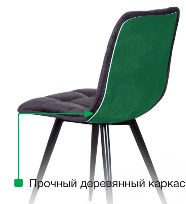 Стул Уно, бархат красный 16 / чёрный профиль