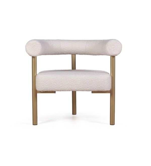 Кресло Бигги, букле Turin ivory / опоры золото