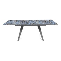 Стол раскладной Рейн (140+40+40), керамика глянцевая Lemurian Blue