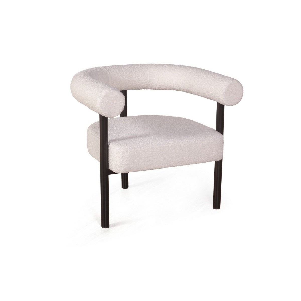 Кресло Бигги, букле Turin ivory / опоры черные