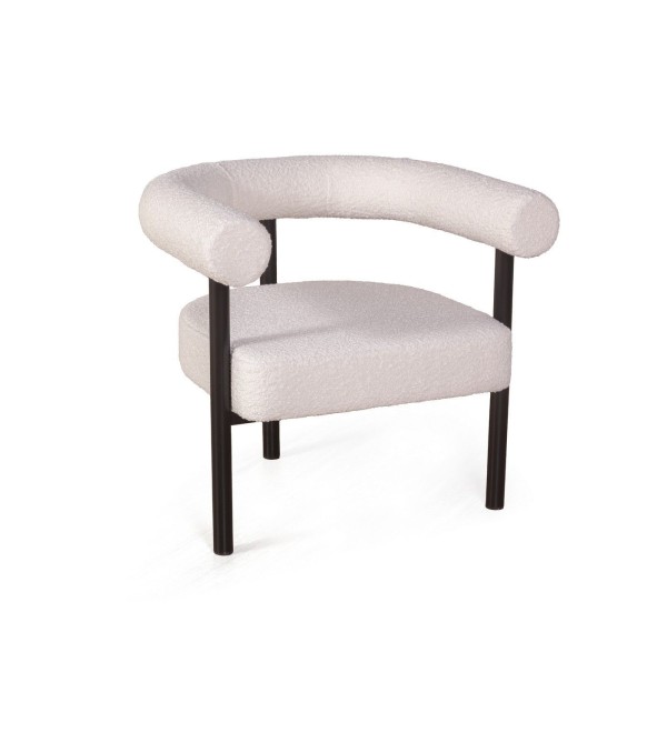 Кресло Бигги, букле Turin ivory / опоры черные