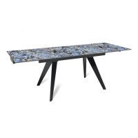 Стол раскладной Рейн (140+40+40), керамика глянцевая Lemurian Blue