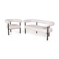 Диван Бигги, букле Turin ivory / опоры черные