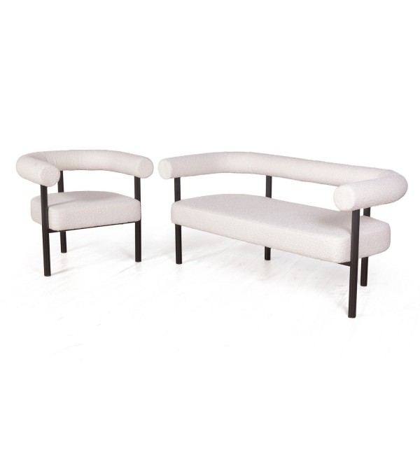 Диван Бигги, букле Turin ivory / опоры черные