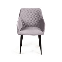 Стул с подлокотниками Роберт, бархат светло-серый 26