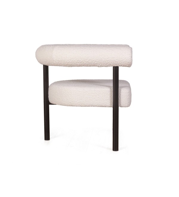 Кресло Бигги, букле Turin ivory / опоры черные