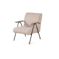 Кресло Энди с деревянными подлокотниками, шенилл Shantal beige