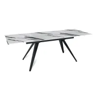 Стол раскладной Асти (140+40+40), керамика глянцевая Panda White