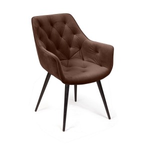 Стул Арчи поворотный 90 градусов, функция возврата, антишум, бархат коричневый 12, опора конус