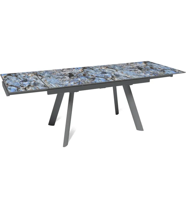Стол раскладной Стоун (140+40+40), керамика глянцевая Lemurian blue