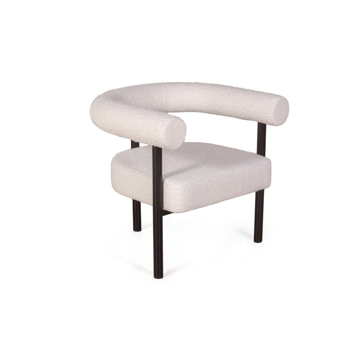 Кресло Бигги, букле Turin ivory / опоры черные