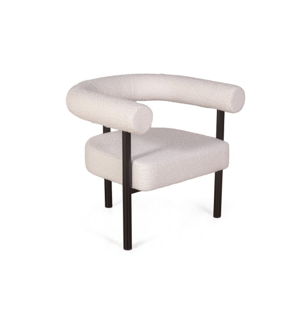 Кресло Бигги, букле Turin ivory / опоры черные