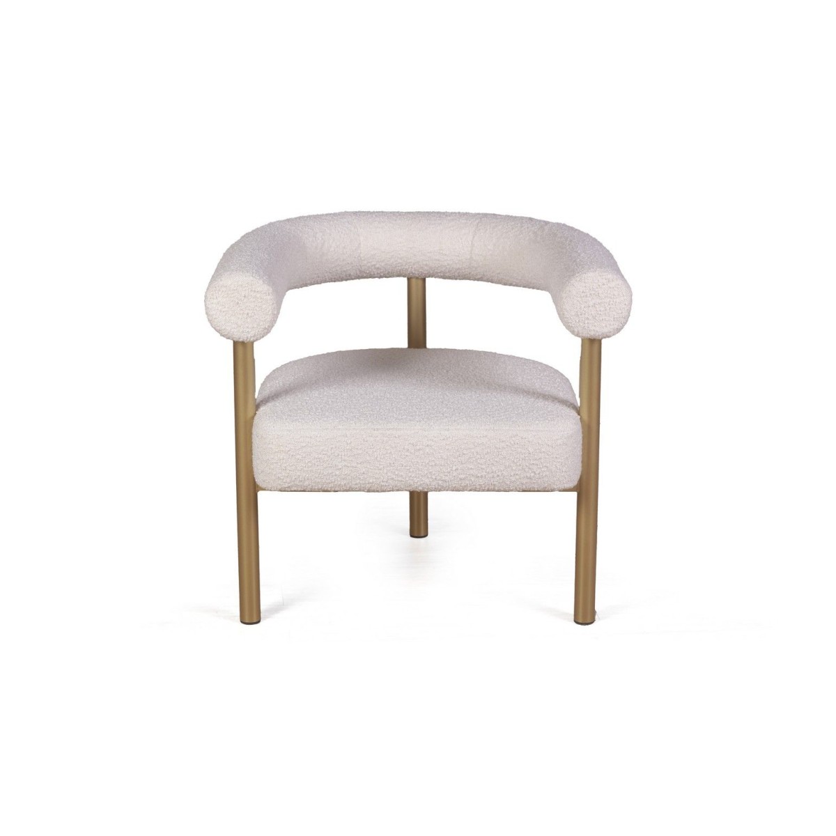 Кресло Бигги, букле Turin ivory / опоры золото