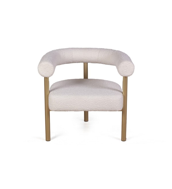 Кресло Бигги, букле Turin ivory / опоры золото