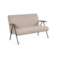 Энди диван двухместный с деревянными подлокотниками, шенилл Shantal beige