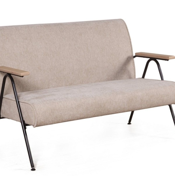 Энди диван двухместный с деревянными подлокотниками, шенилл Shantal beige