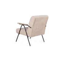 Кресло Энди с деревянными подлокотниками, шенилл Shantal beige