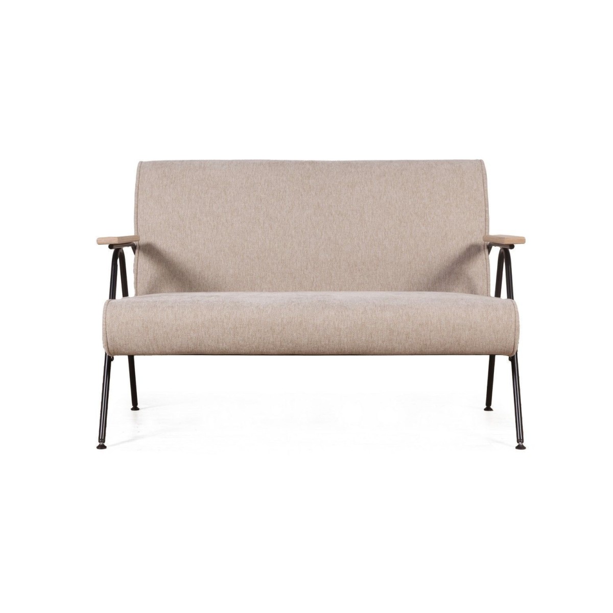 Энди диван двухместный с деревянными подлокотниками, шенилл Shantal beige