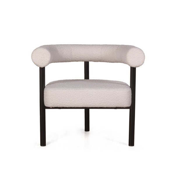 Кресло Бигги, букле Turin ivory / опоры черные