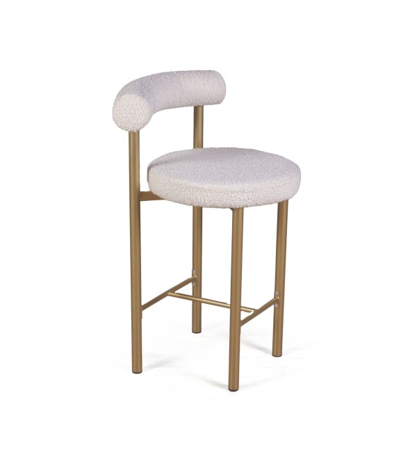 Стул полубарный Бигги, букле Turin ivory / опоры золото