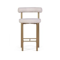 Стул полубарный Бигги, букле Turin ivory / опоры золото