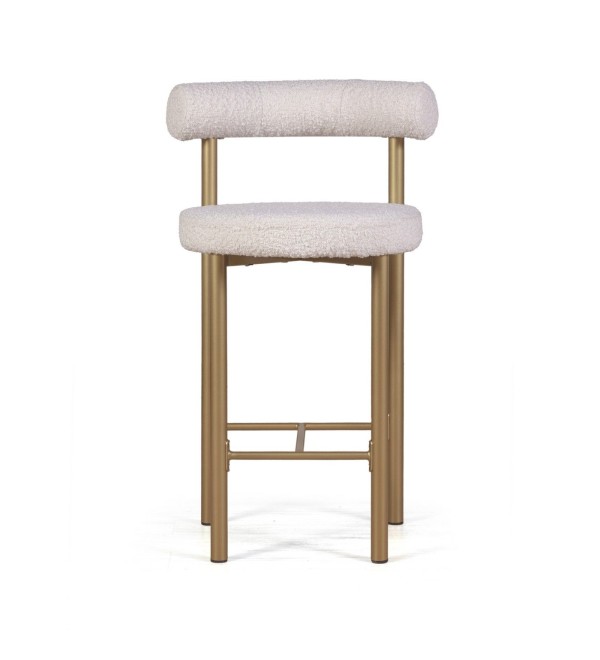 Стул полубарный Бигги, букле Turin ivory / опоры золото