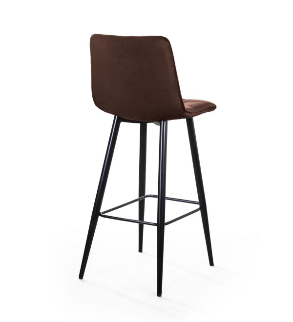 Стул барный Уно, бархат коричневый 12/ чёрный конус