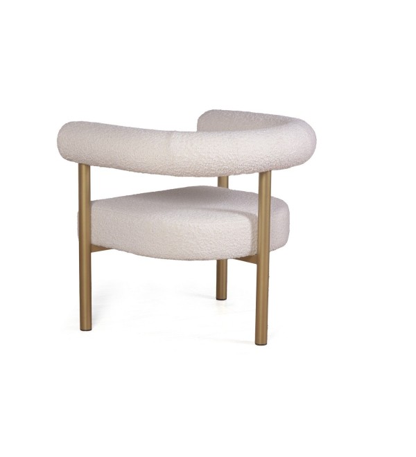 Кресло Бигги, букле Turin ivory / опоры золото