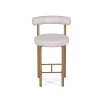Стул полубарный Бигги, букле Turin ivory / опоры золото