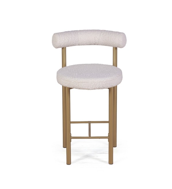Стул полубарный Бигги, букле Turin ivory / опоры золото