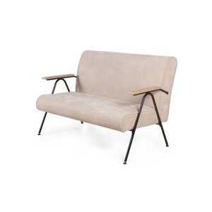 Энди диван двухместный с деревянными подлокотниками, шенилл Shantal beige