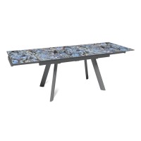 Стол раскладной Стоун (140+40+40), керамика глянцевая Lemurian blue