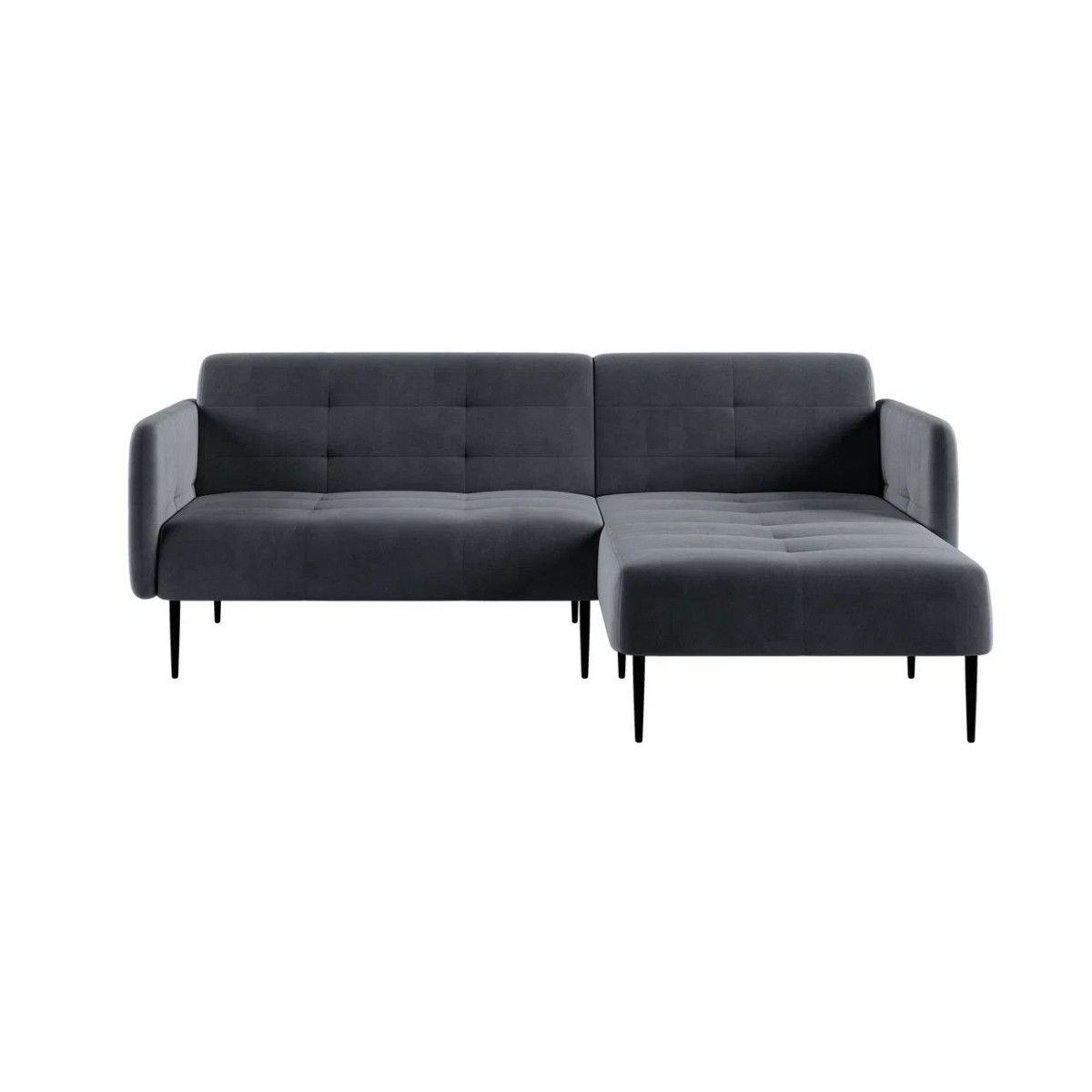 Монако диван-кровать с шезлонгом, с подлокотниками, бархат светло-серый 26